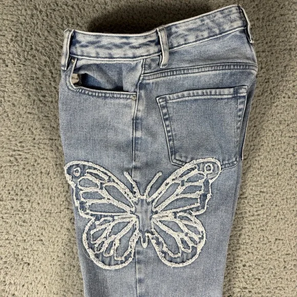 Pacsun 90s Boyfriend Jeans Size 24 Butterfly Light Wash High Rise - Picture 3 of 11